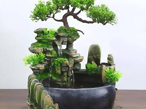 Настольный водопад Бонсай Фэн Шуй RESTEQ с подсветкой и парогенератором для дома релакса и интерьера