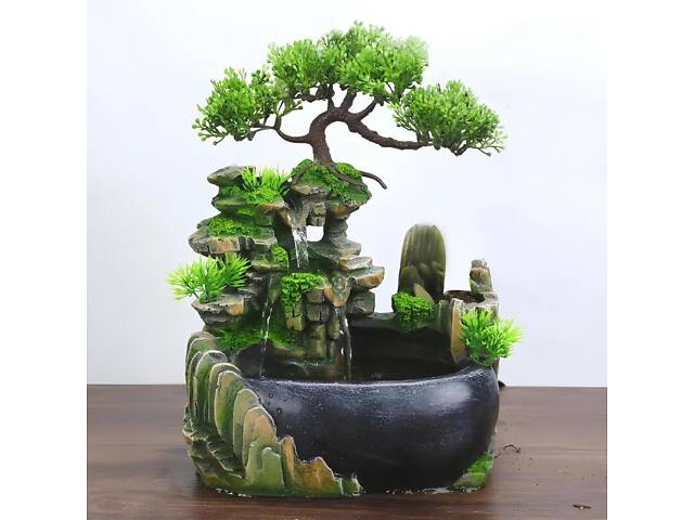 Настольный водопад Бонсай Фэн Шуй RESTEQ с подсветкой и парогенератором для дома релакса и интерьера - Фото 1