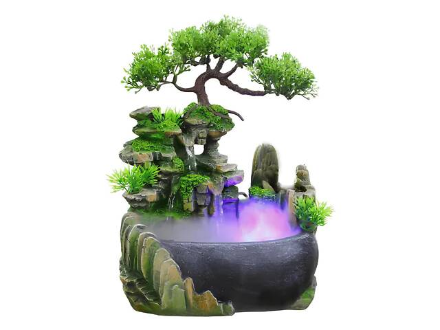 Настольный водопад Бонсай Фэн Шуй RESTEQ с подсветкой и парогенератором для дома релакса и интерьера - Фото 2