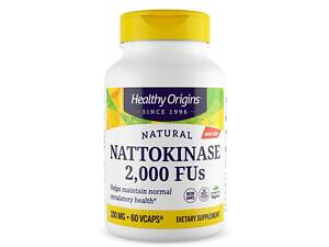 Натокіназа, Nattokinase 2,000 FU's, Healthy Origins, 100 мг, 60 капсул