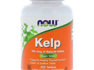 Натуральний Йод, (Ламінарія), Kelp, Now Foods, 150 мкг, 200 таблеток