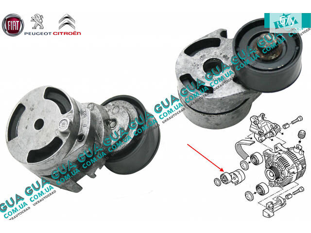 Натяжной механизм ремня генератора ( Натяжная планка / ролик / натяжитель ) 9638380780 Citroen / СИТРОЭН NEMO 2008- / НЕ