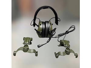 Наушники Earmor M32 Mod3 c креплением на шлем HD-ACC-08, активные, со съёмным микрофоном и гарнитурой, Олива