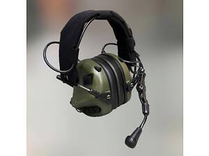 Наушники тактические Earmor M32 Mod3, активные, со съёмным микрофоном и гарнитурой, цвет – Олива