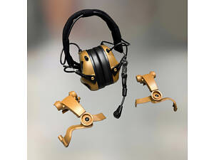 Наушники тактические Earmor M32X MOD4, активные, с креплением на шлем и оголовьем, цвет Койот (коричневый)