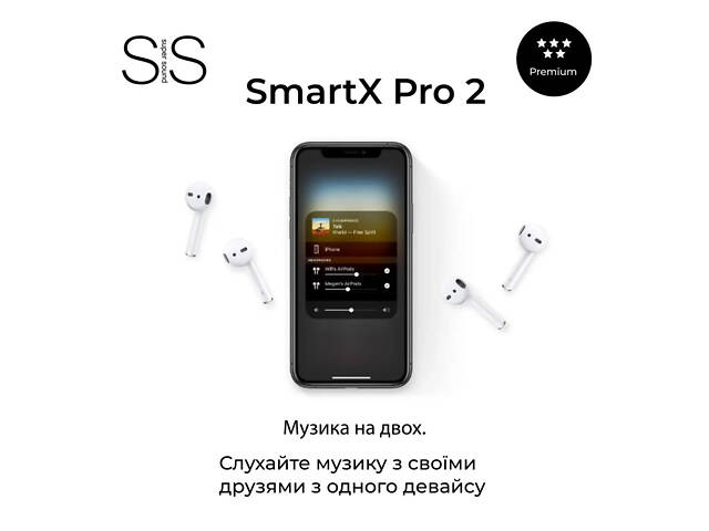 Навушники бездротові TWS SmartX Pro 2 Premium Bluetooth навушники з мікрофоном - Фото 5