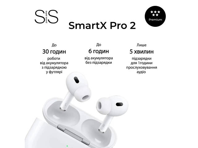Навушники бездротові TWS SmartX Pro 2 Premium Bluetooth навушники з мікрофоном - Фото 8