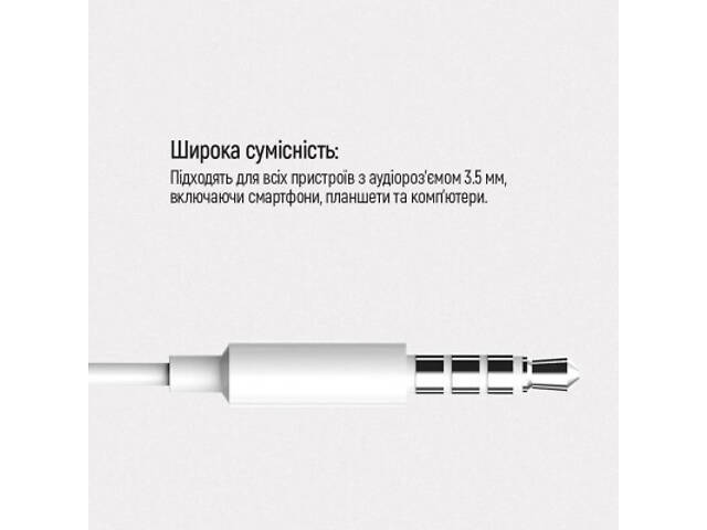 Навушники ColorWay 3.5 mm Wired Earphone Sound Wave White (CW-WD04WT) - Фото 2