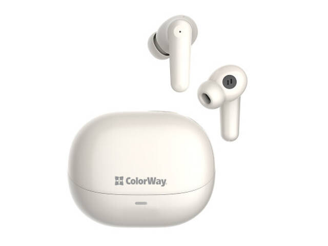 Навушники ColorWay Slim TWS-1 Earbuds Long Life Beige (CW-TWS1BE) - Фото 1