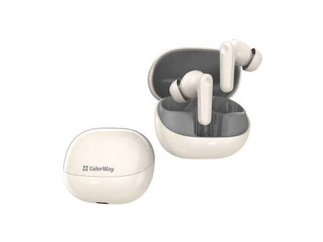 Навушники ColorWay Slim TWS-1 Earbuds Long Life Beige (CW-TWS1BE) - Фото 2