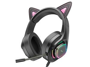 Навушники HOCO W107 Cute cat luminous cat ear gaming headphones Phantom Cat yL.