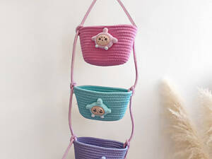 Навісний органайзер для дітей | Плетений кошик для зберігання іграшок, аксесуарів в дитячу кімнату, Зірка