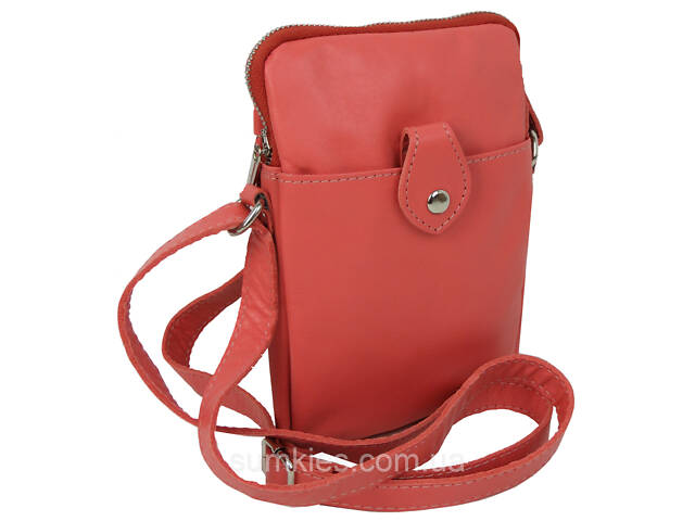 Невелика жіноча шкіряна наплічна сумка Borsacomoda коралова - Фото 3