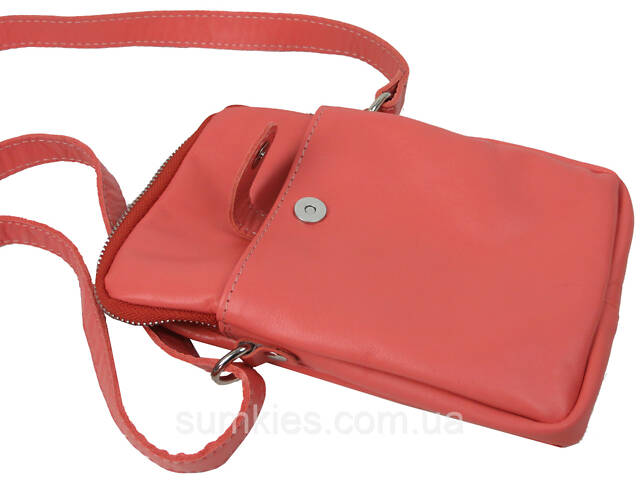 Невелика жіноча шкіряна наплічна сумка Borsacomoda коралова - Фото 6