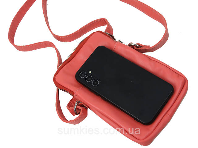 Невелика жіноча шкіряна наплічна сумка Borsacomoda коралова - Фото 8