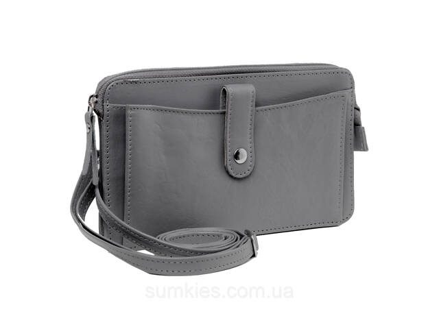 Невелика жіноча шкіряна сумка, чохол для телефона, документів UP2 Fashion сіра - Фото 1