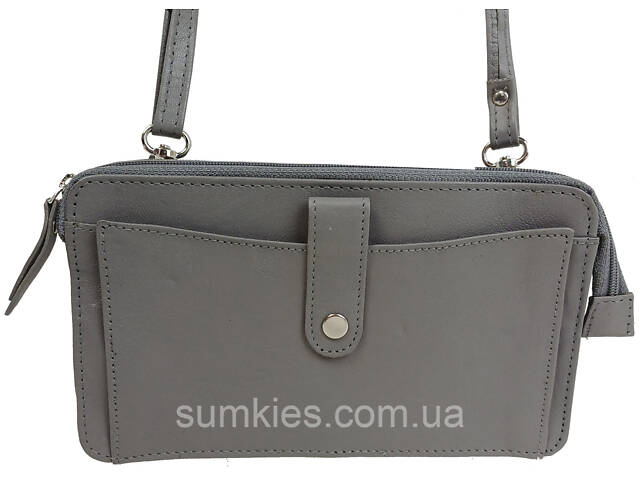 Невелика жіноча шкіряна сумка, чохол для телефона, документів UP2 Fashion сіра - Фото 2