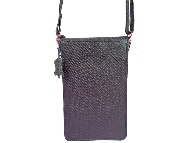 Небольшая женская кожаная сумка для телефона, документов UP2 Fashion баклажан - Фото 4