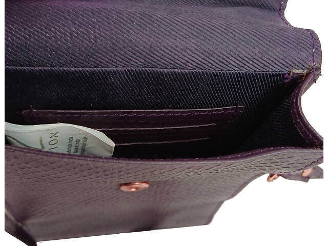 Небольшая женская кожаная сумка для телефона, документов UP2 Fashion баклажан - Фото 7