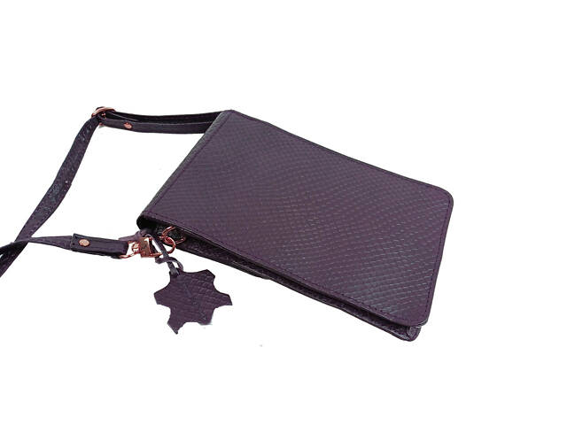Небольшая женская кожаная сумка для телефона, документов UP2 Fashion баклажан - Фото 8