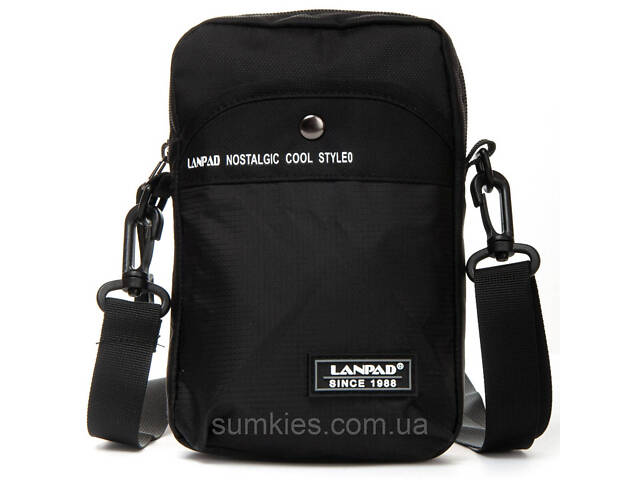 Невелика чоловіча сумка через плече Lanpad чорна - Фото 1