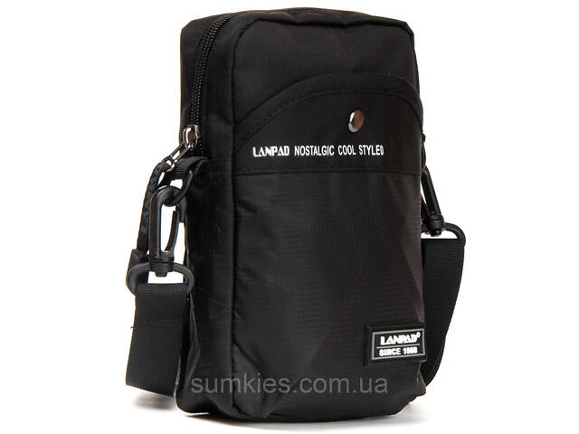 Невелика чоловіча сумка через плече Lanpad чорна - Фото 2