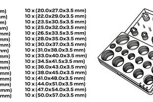 NEO TOOLS 11-983 Набор уплотнительных колец (к-кт 419шт) O-ring (1.5mm-3.5mm)