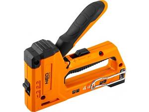 Neo Tools Степлер, алюмінієвий, 4 в 1, 6-14 мм, тип скоб J, G, L, E, регулювання забивання скоб