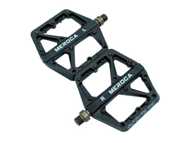 Нейлонові педалі Meroca для гірського велосипеда на 2-х промпідшипниках та широкою антиковзкою платформою (XC MTB), Чорні - Фото 2