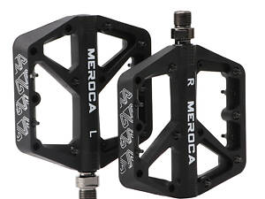 Нейлонові педалі Meroca для гірського велосипеда на 2-х промпідшипниках та широкою антиковзкою платформою (XC MTB), Чорні