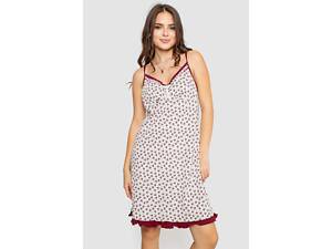 Нічна сорочка на бретельках із принтом, колір біло-бордовий, 219RTA-336