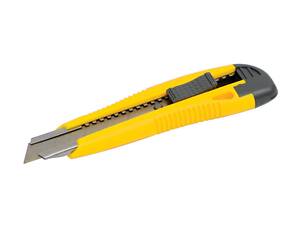 Ніж будівельний MASTERTOOL з відламним лезом 18 мм ABS пластик металева напрямна кнопковий фіксатор 2 леза 17-0106