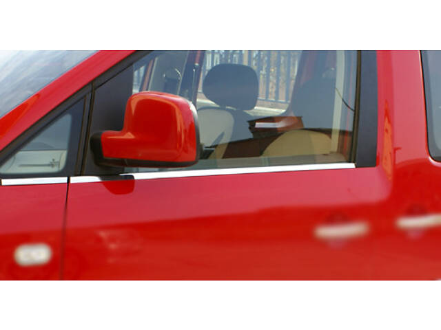 Нижние молдинги стекол (нерж.) Передние, OmsaLine - Итальянская нержавейка для Volkswagen Caddy 2004-2010 гг