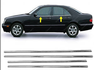 Нижня окантовка стекол (4 шт, нерж) OmsaLine - Італійська нержавейка для Mercedes E-сlass W210 1995-2002 рр.