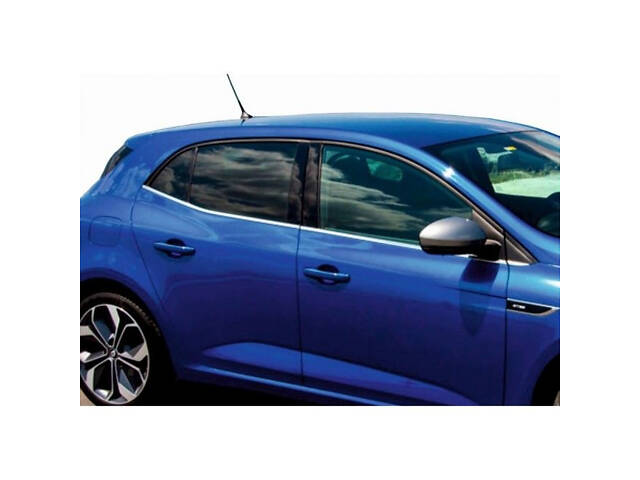 Нижняя окантовка стекол (HB, 6 шт, нерж) OmsaLine - Итальянская нержавейка для Renault Megane IV 2016-2025 гг - Фото 1
