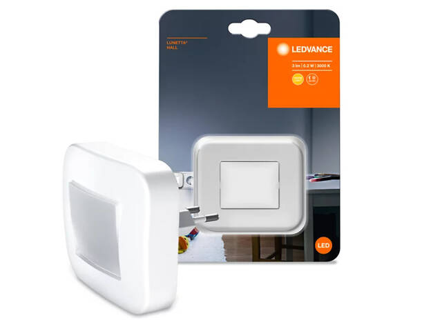 Нічник 0.2W 220V 3lm 3000K 65x73x84mm [4058075266803] Ledvance LUNETTA Hall з датчиком освітленості в розетку - Фото 2