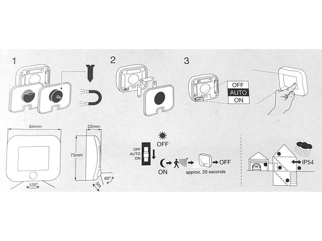 Нічник 0.3W 14lm 4000K 3x1.5AAА 84x22x73mm [4099854530852] Osram NIGHTLUX Hall з сенсором руху і світла - Фото 4