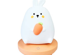 Дитячий нічник Зайчик з морквою Mega Zayka MGZ-1403 портативний, заряджається від USB.