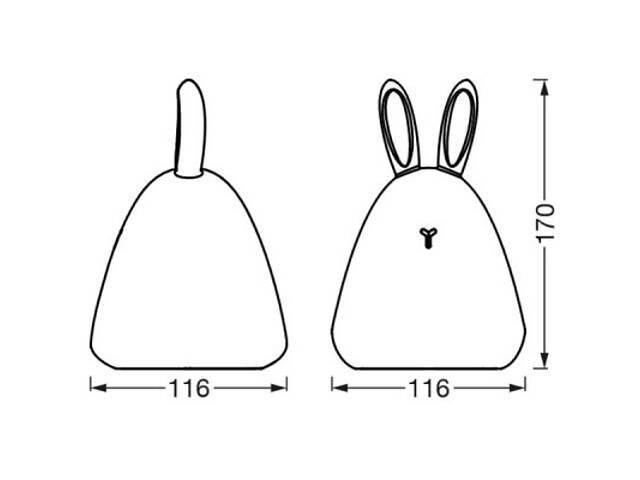 Нічник LEDVANCE NIGHTLUX TOUCH LED 2,5W Rabbit, micro-USB, RGBW (4058075602113) - Фото 3