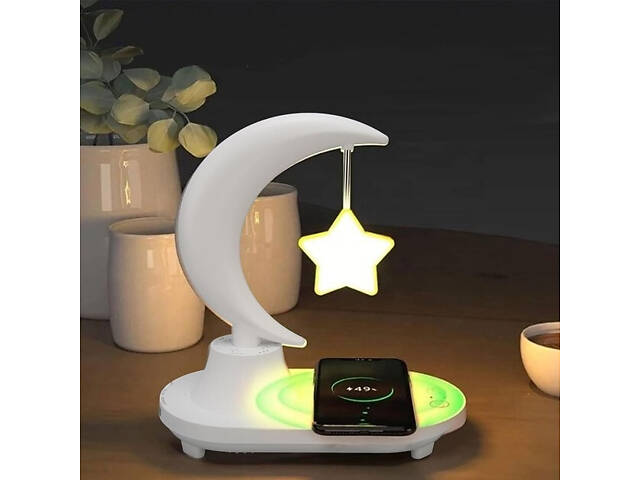 Нічник Місяць із зіркою TB-35SLIWBT з функцією бездротової зарядки, bluetooth-колонка - Фото 4