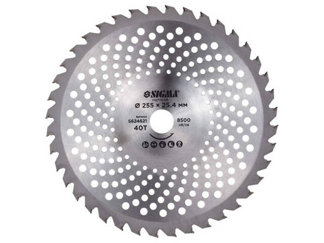 Ніж для тримера Sigma з твердосплавними напайками 255x25.4мм 40T хвилястий (5624621) - Фото 1