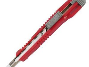 Нож канцелярский Axent 9 мм, metal runners, blister, gray-red (6601-А)