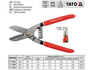 Ножницы по металлу YATO прямые 12 l=300 мм YT-1965