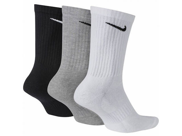 Носки Nike Everyday Cush Crew 3-pack 46-50 black/gray/white SX7664-964 - Фото 1