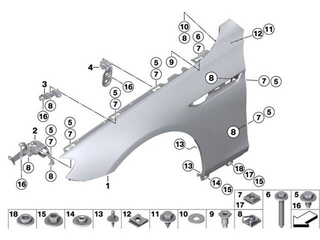 НОВЕ переднє праве крило BMW F06 F12 F13 OE