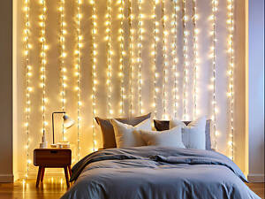 Новорічна гірлянда штора 3х3 м 192 LED кімнатна білий провід Жовтий ZWM33192LEDY