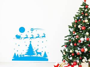 Новогодняя виниловая наклейка Zatarga Сказочная ночь 1100х1000 мм Голубой (Z202012/1)