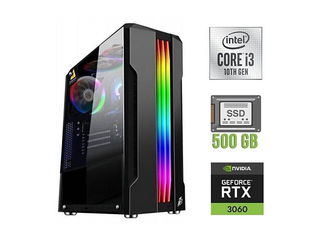 Новий ігровий ПК Tower/ i3-10100F/ 16GB RAM/ 500GB SSD/ GeForce RTX 3060 12GB