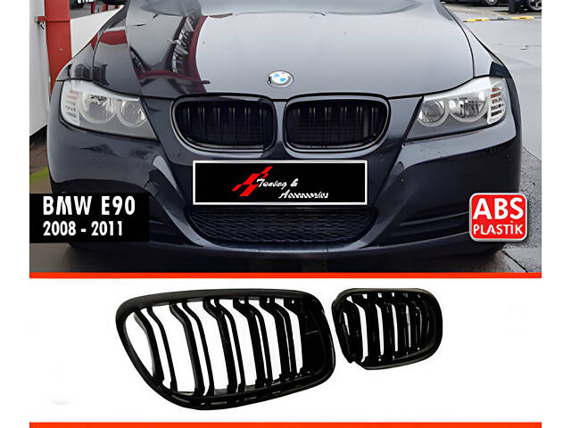 Ноздри M-Look (для E-90/91, 2008-2011, черный глянец) для BMW 3 серия E-90/91/92/93 - Фото 1