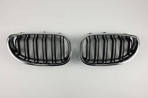 Ноздрі на BMW 5 Series E60 2003-2010 рік Чорні Глянсові Хром рамка ( Подвійні M-Look)